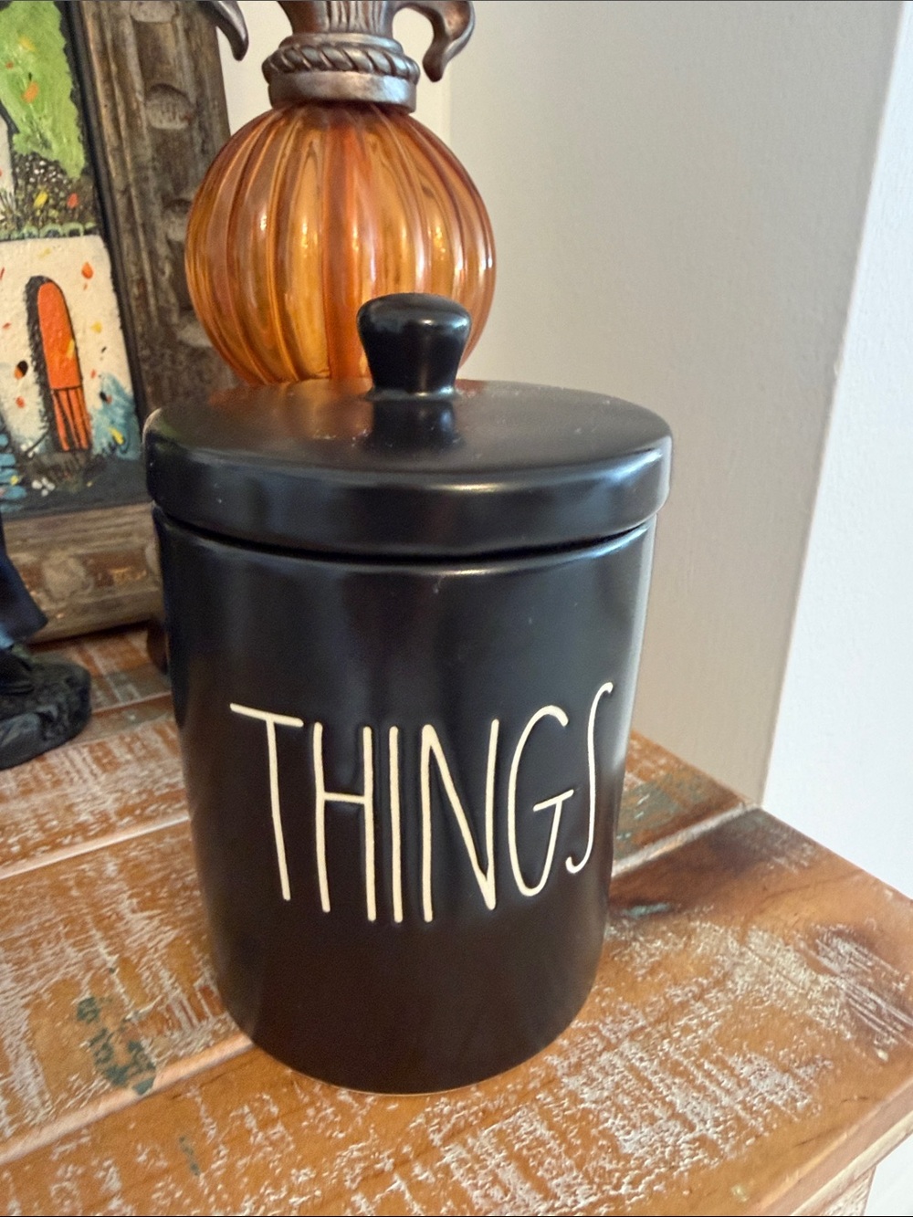 Rae Dunn Black & White 'THINGS' Ceramic Storage Jar with Lid